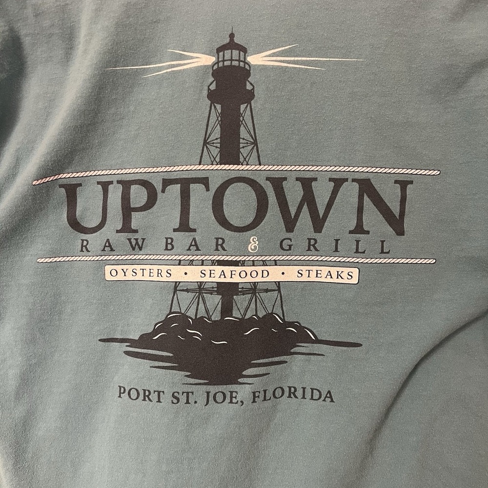Uptown Raw Bar Port St Joe PSJ Beach Florida Tee Seawashed Green Mens Size Large - Picture 5 of 5